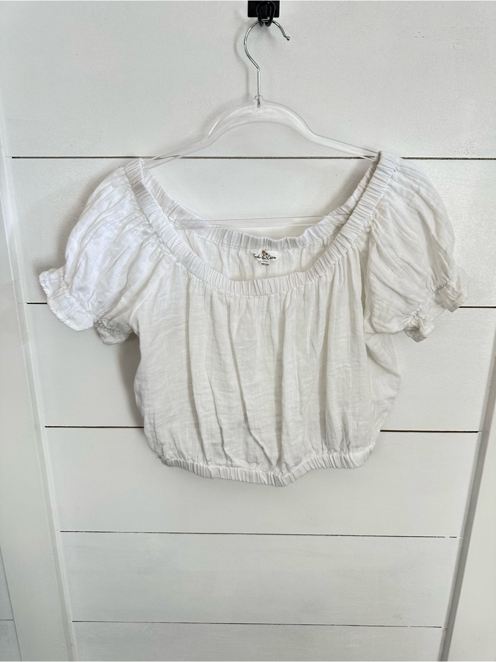 Turks & Caicos XL white crinkle gauze peasant 100% cotton coastal Lagonlook top
